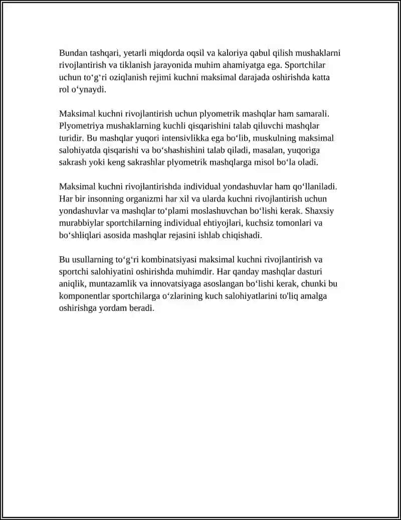 Maksimal kuchni rivojlantirish usullari 4