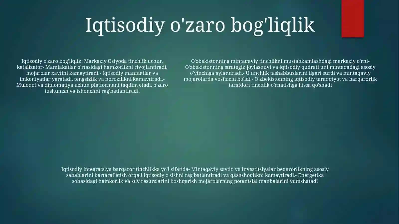 Uzbda Markaziy Osiyoda Tinchlik Va TotuvlikniTaʼMinlashdagiÓrni 4