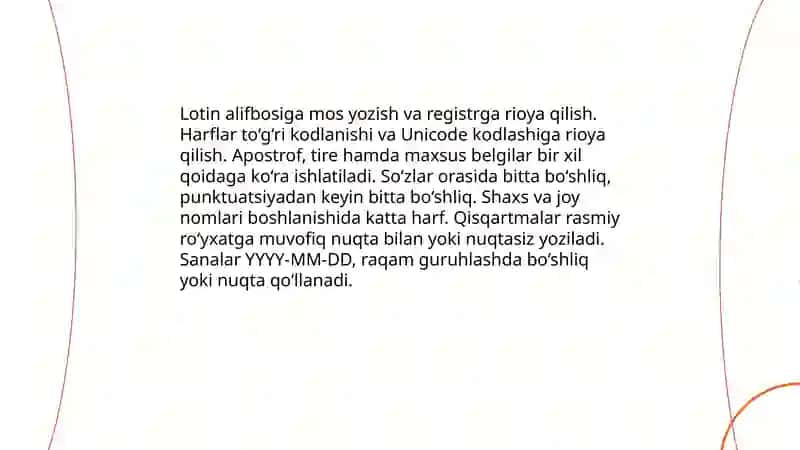 Matn kiritish qoidalarni 4