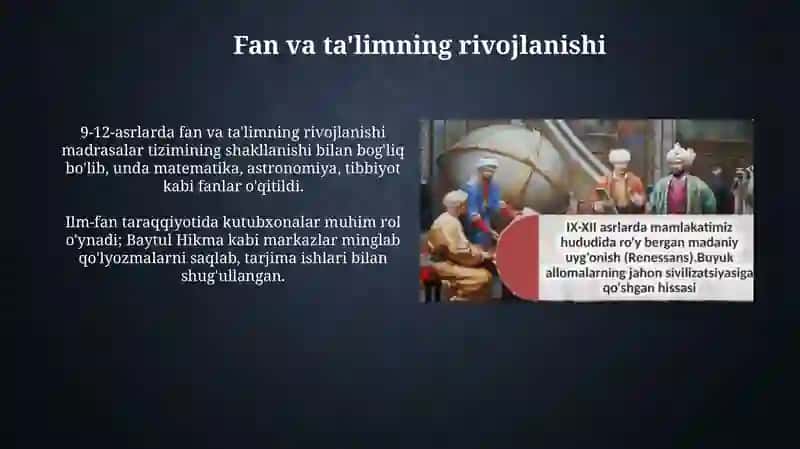 9-12-asrlar dagi madaniy yuksalish 4