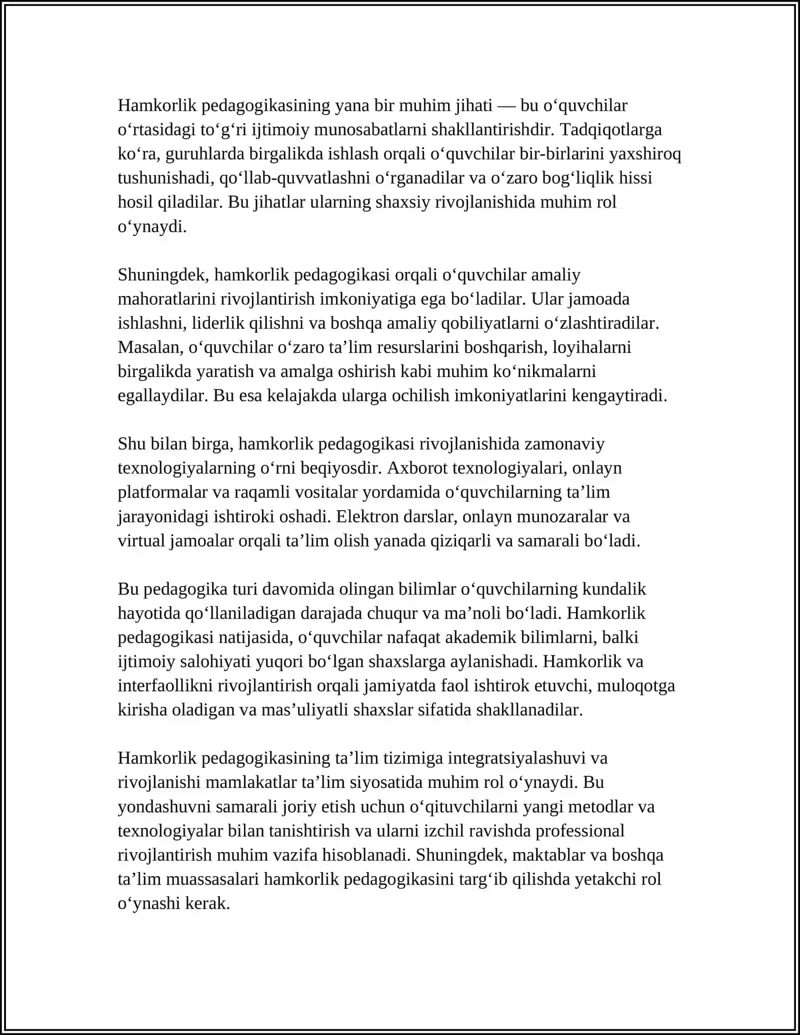 HAMKORLIK PEDAGOGIKASINING KONTSEPTUAL GʻOYALARI 4