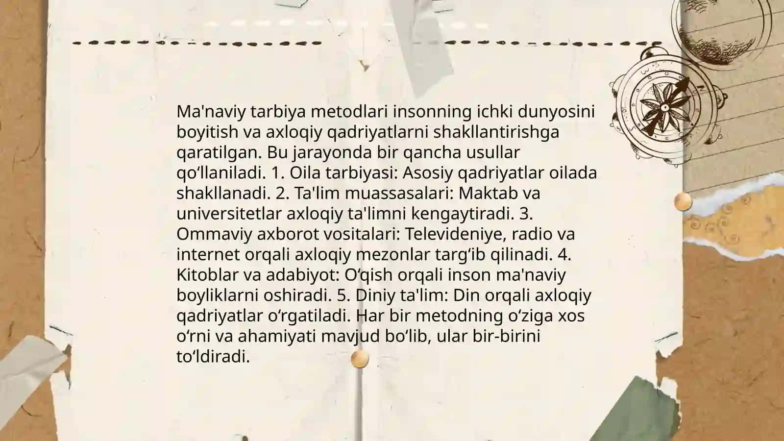 Tarbiyaning umumiy metodlari. Tarbiya turlari 4
