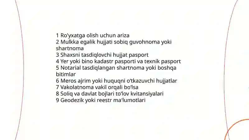 Ko'chmas mulkka bo'lgan huquqlarini davlat ro'yhatidan o'tqazish 4