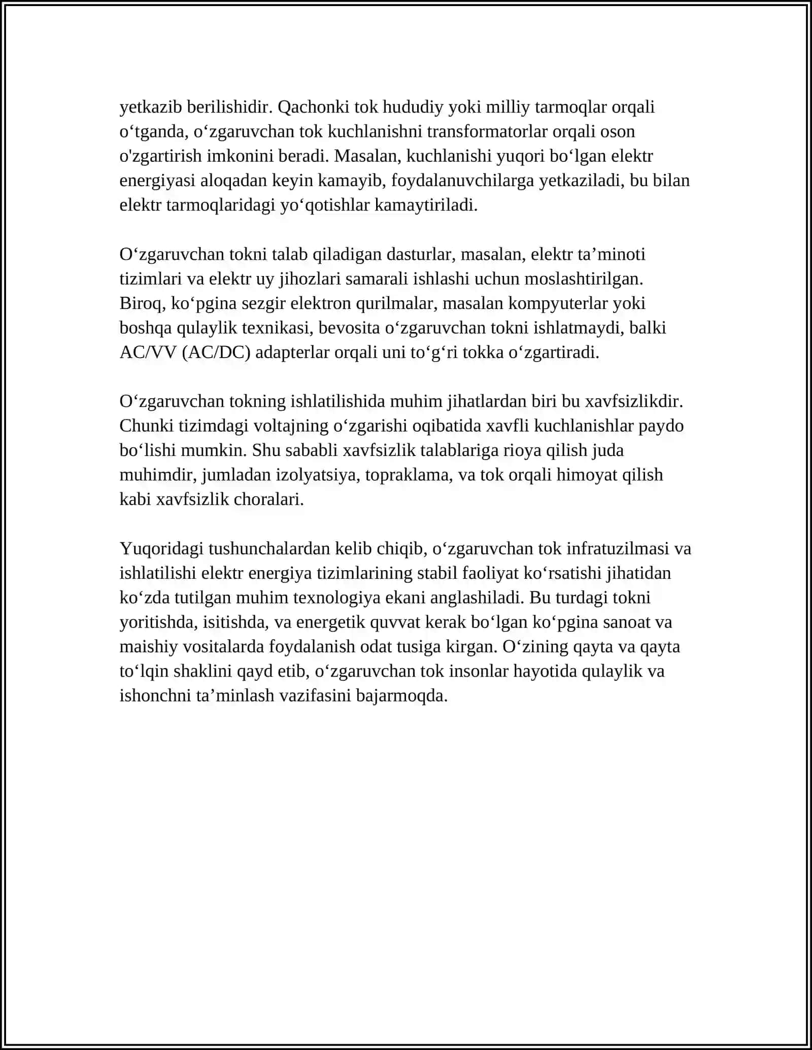 OʻZGARUVCHAN TOK HAQIDA ASOSIY TUSHUNCHALAR 4