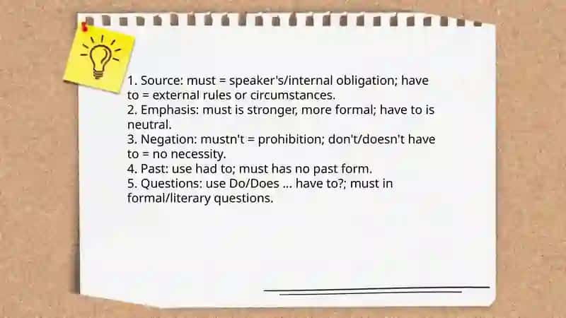Modal verbs: have to, must, should 4