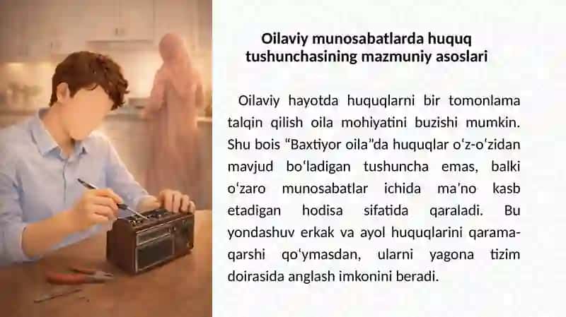 Shayx Muhammad Sodiq Muhammad Yusufning "Baxtiyor oila" asarida erkak va ayol huquqlari muvozanat tamoyili sifatida 4