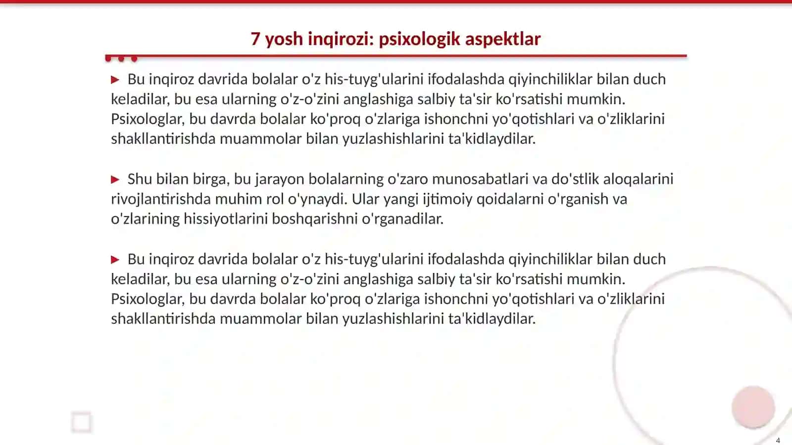 7 yosh inqirozi, uning sabablari va alomatlari 4