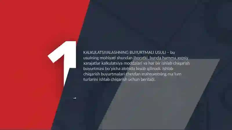 Buyurtmali kalkulyatisiya usuli 4