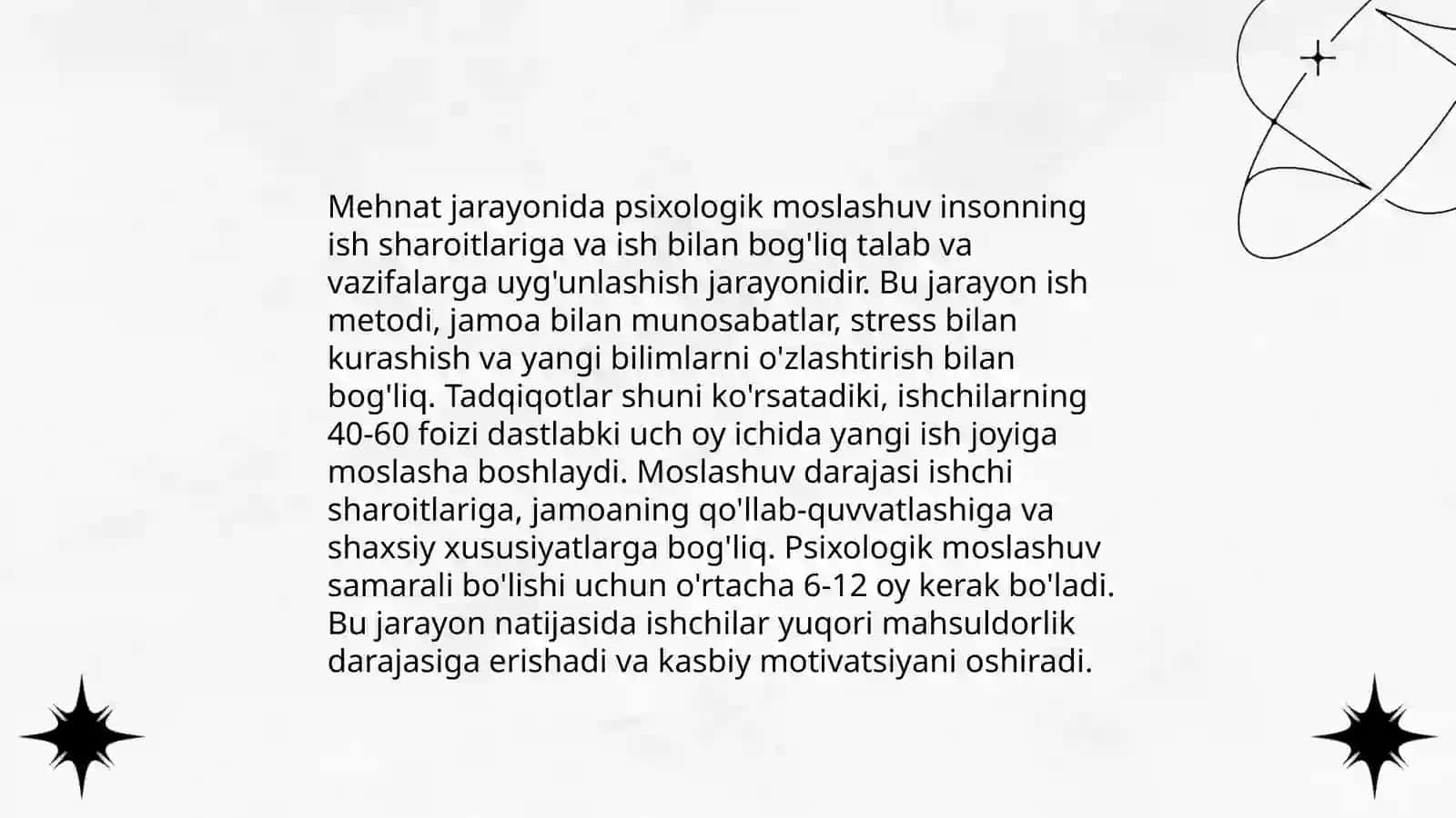 Shaxsning mehnatga moslashuvi mezonlari 4