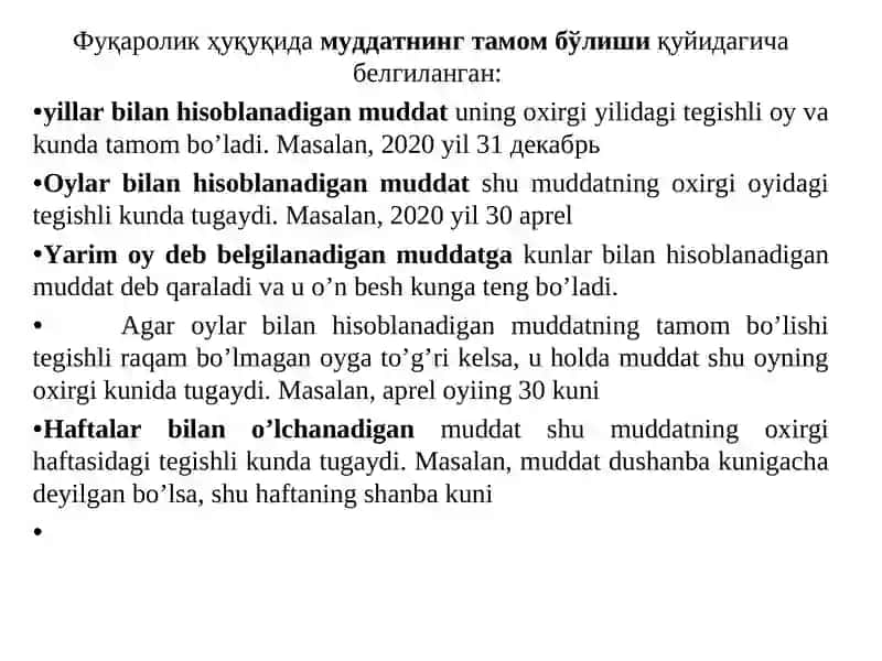 Fuqarolik huquqida muddatlar tushunchasi va turlari 4
