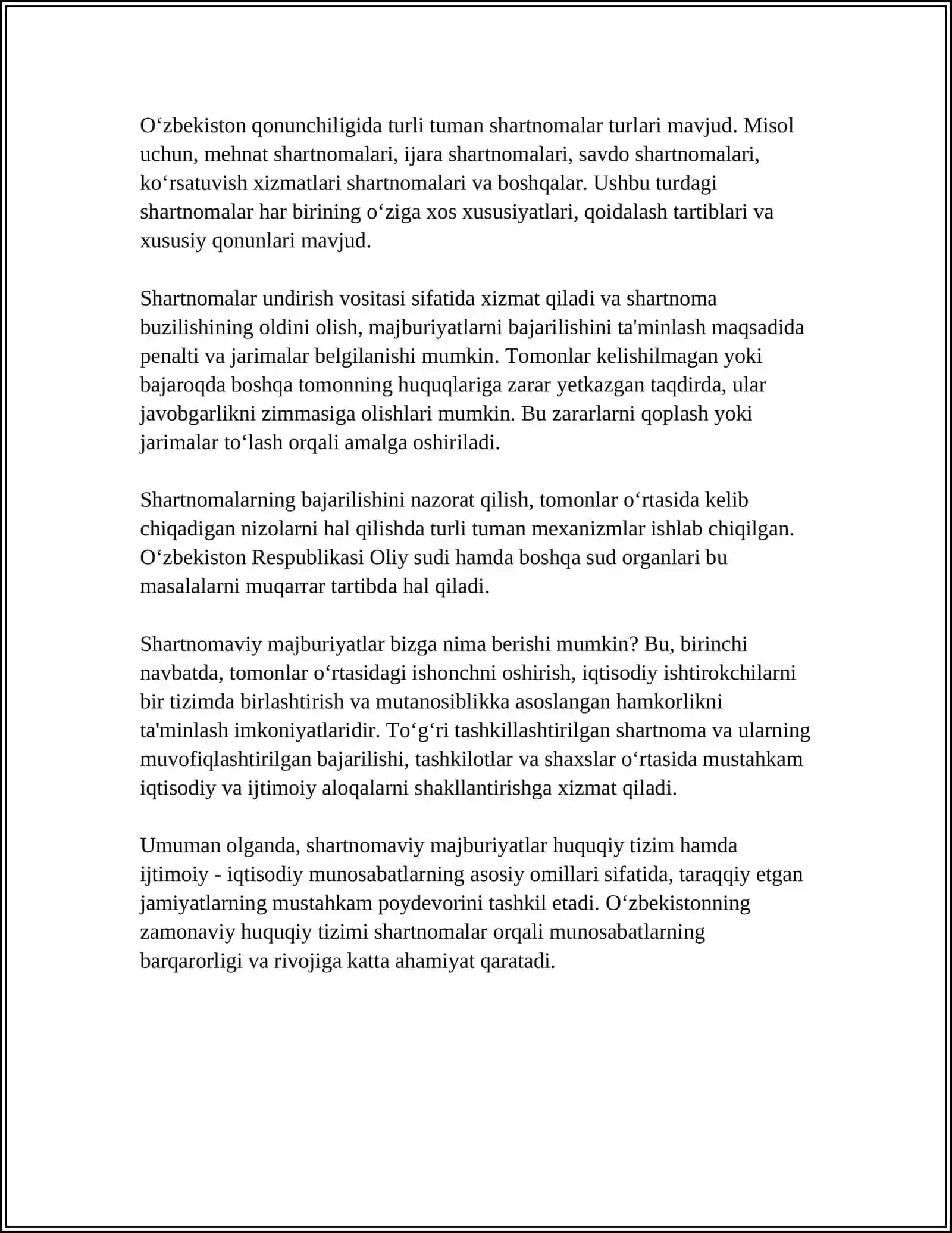 BIZNES SHARTNOMAVIY MAJBURIYATLARINI BUZGANLIK UCHUN JAVOBGARLIK 4
