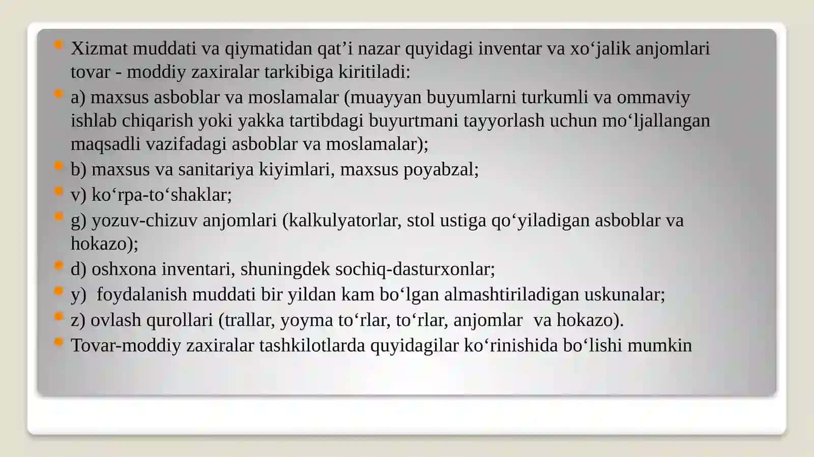 BYUDJET TASHKILOTLARI DATOVAR-MODDIY ZAXIRALAR HISOBI 4