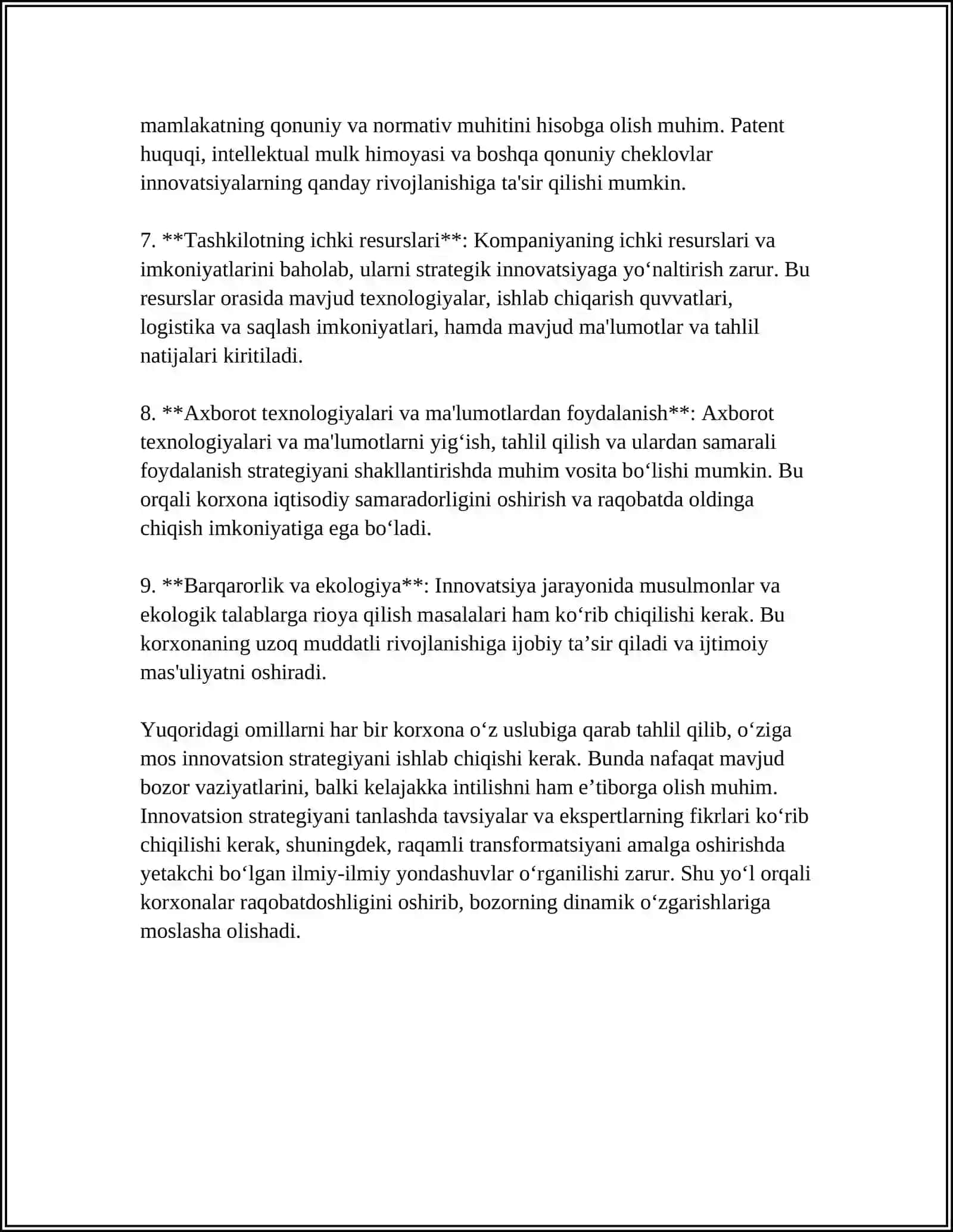 KORXONADAGI INNOVATSION STRATEGIYANI TANLASH 4