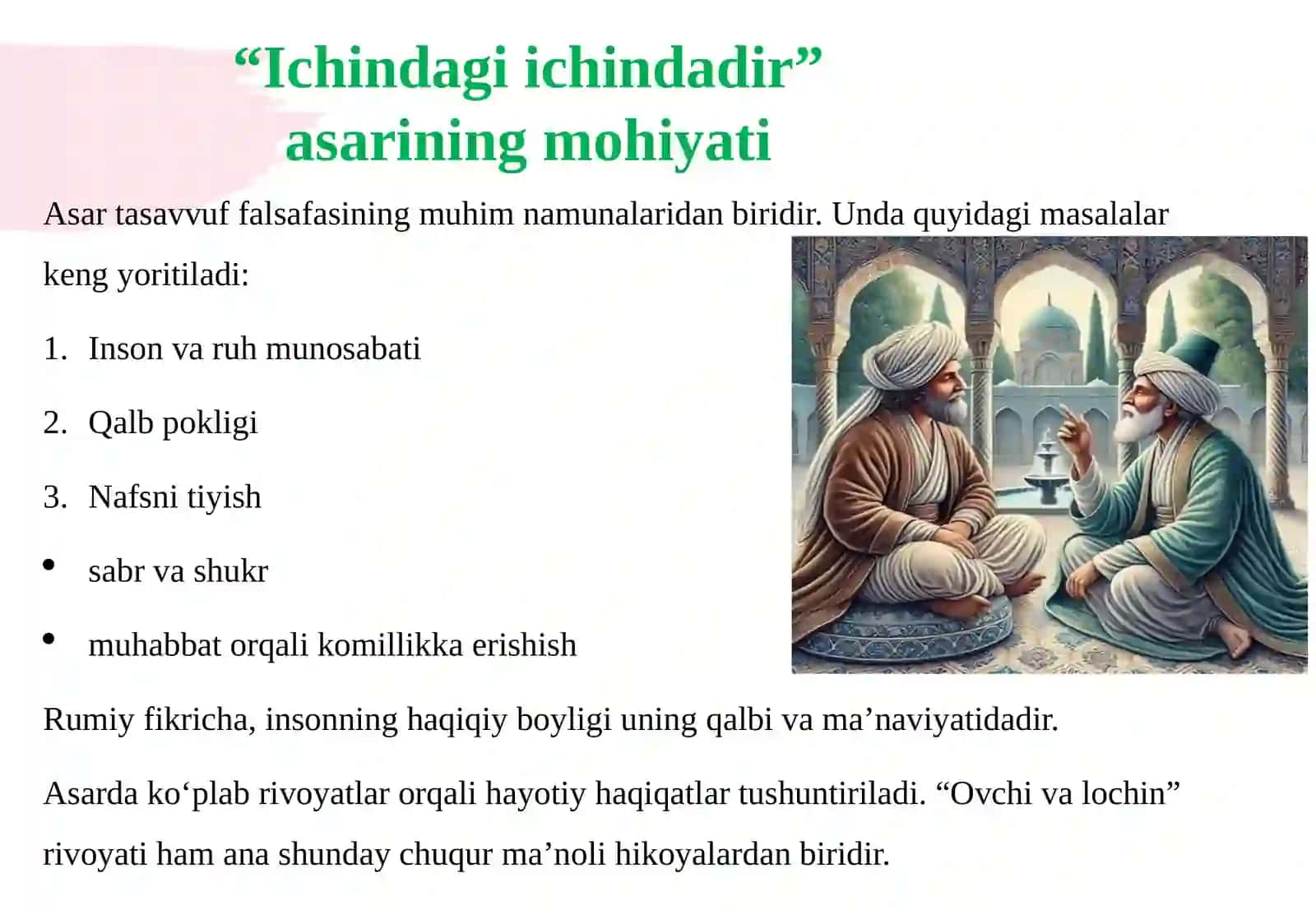 Jaloliddin Rumiyning “Ovchi va lochin” rivoyatining mohiyati va uning tarbiyaviy ahamiyati 4