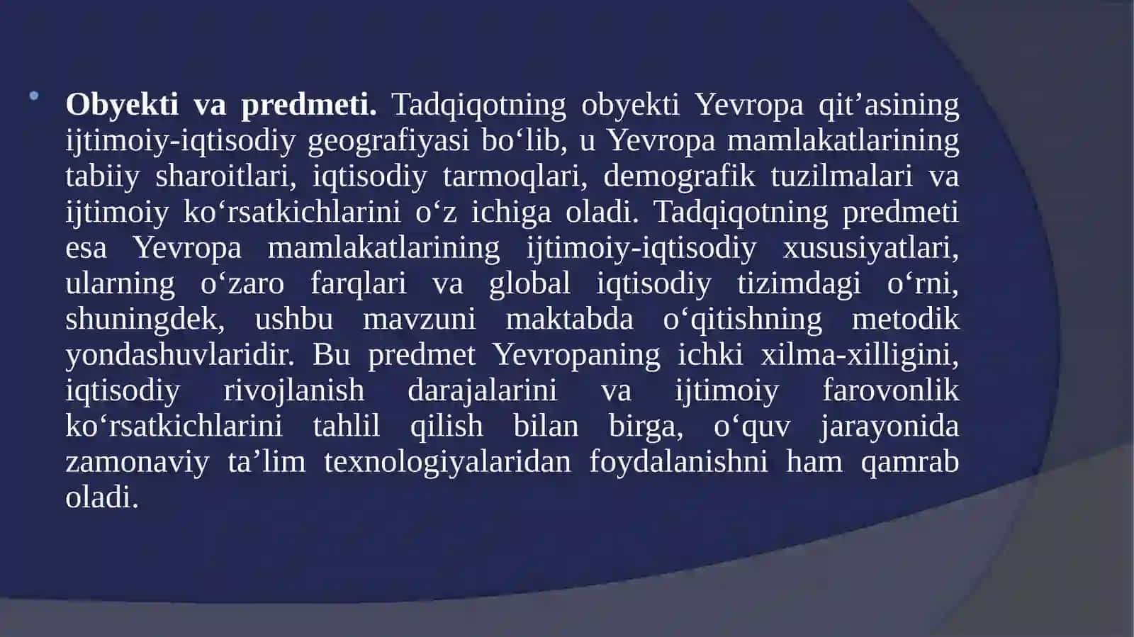 “Yevropa mamlakatlari” mavzusini maktabda o'rganish metodikasi 4