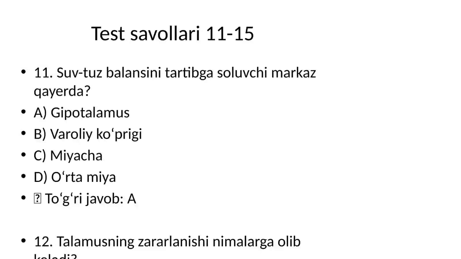 Oraliq miya va Miyacha fiziologiyasi 4