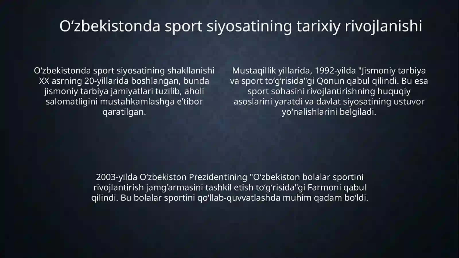 Sport sohasida davlat siyosati: Oʻzbekiston tajribasi 4