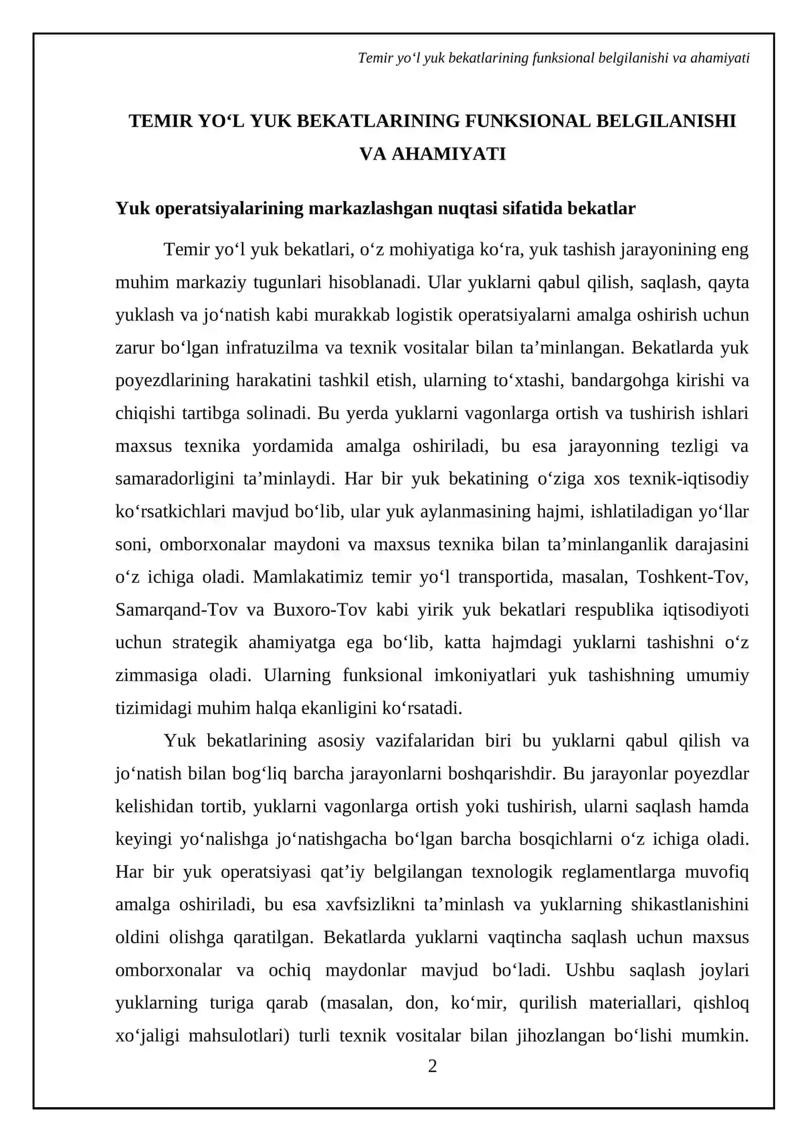Temir yo’l transportida Yuk bekatlari, vazifasi va turlari 4