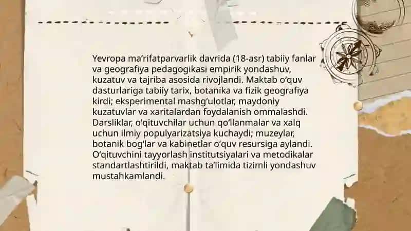 Tabiiy fanlar va geografiya o‘qitish metodikasining shakllanish tarixi 4