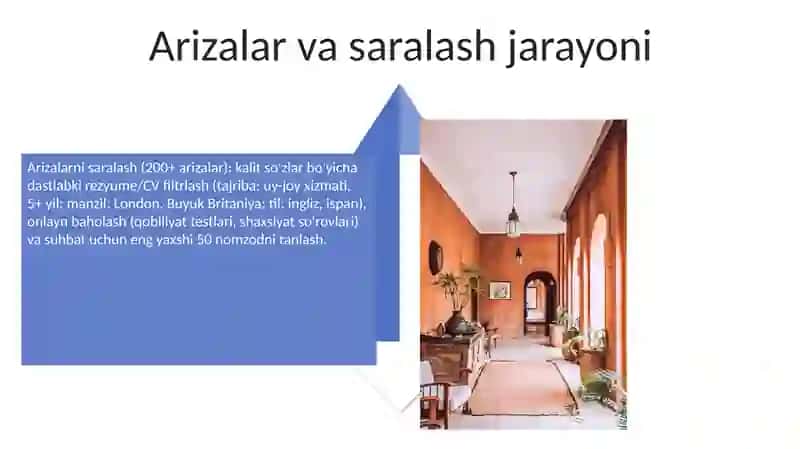 Mehmonxona xo’jaligida xodimlarni tanlash va yollash usullari 4