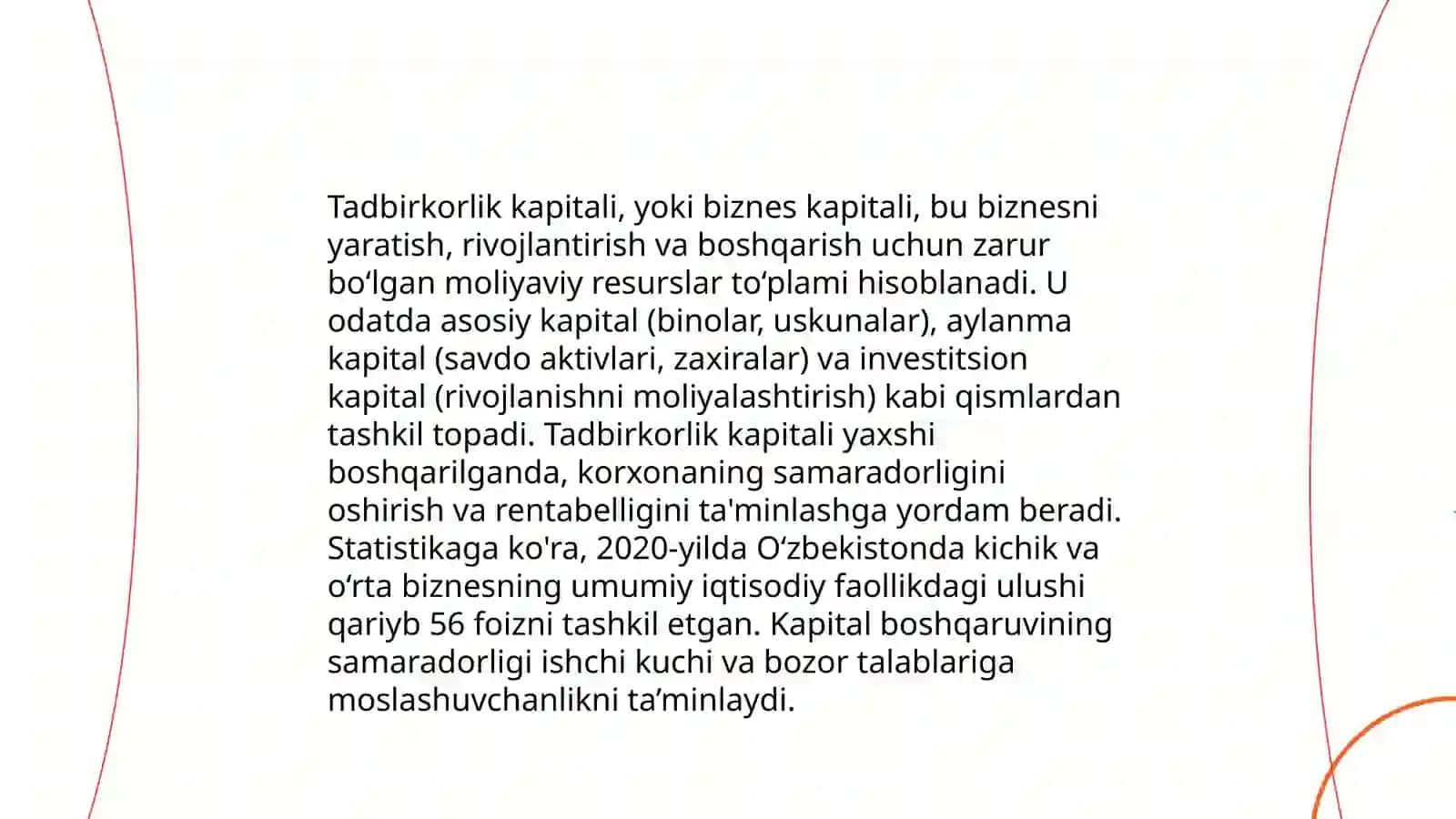 Tadbirkorlik faoliyati tadbirkorlik kapitali va uning aylanishi 4