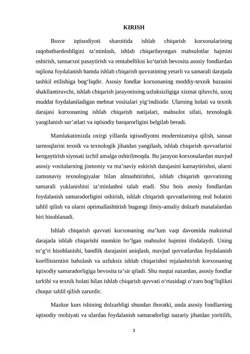 Ishlab chiqarish korxonasining asosiy fondlari va ishlab chiqarish quvvati 4