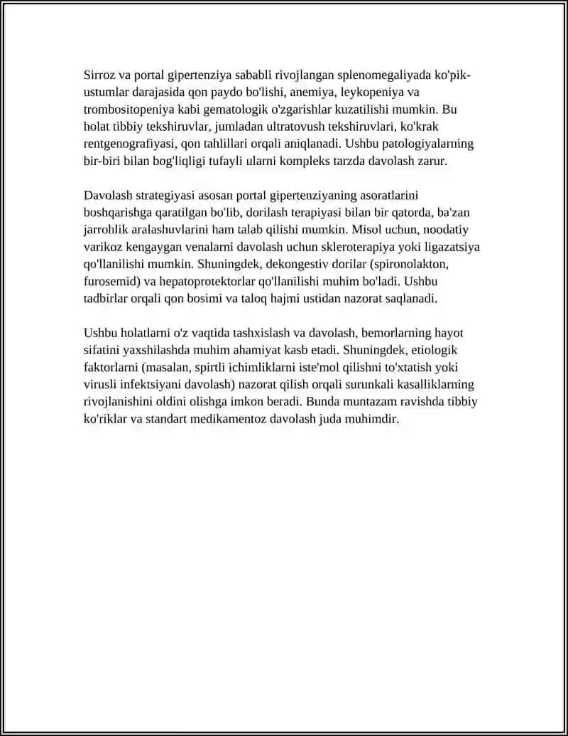 SPLENOMEGALIYA, GIPERSPLENIZM, FUNKSIONAL ASPLENIYA BILAN KECHADIGAN KASALLIKLAR 4