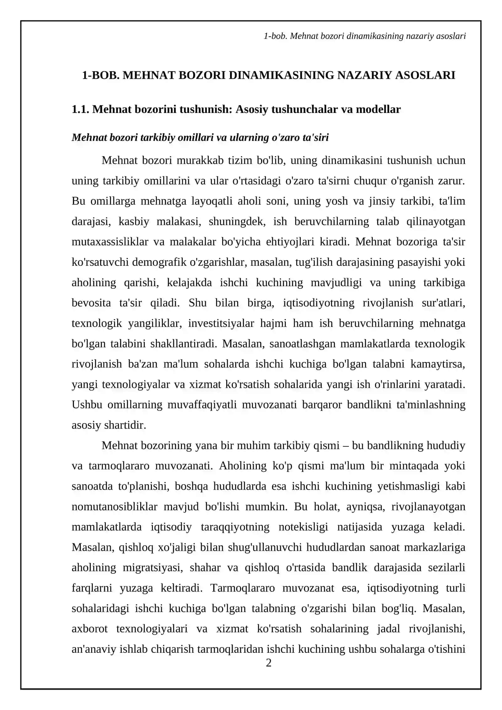 Mehnat bozori dinamikasi va bandlikning uzoq muddatli tendensiyasi 4