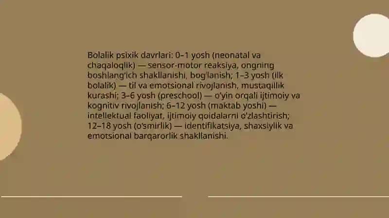 Psixik rivojlanish va uni davrlashtirish muammosi 4