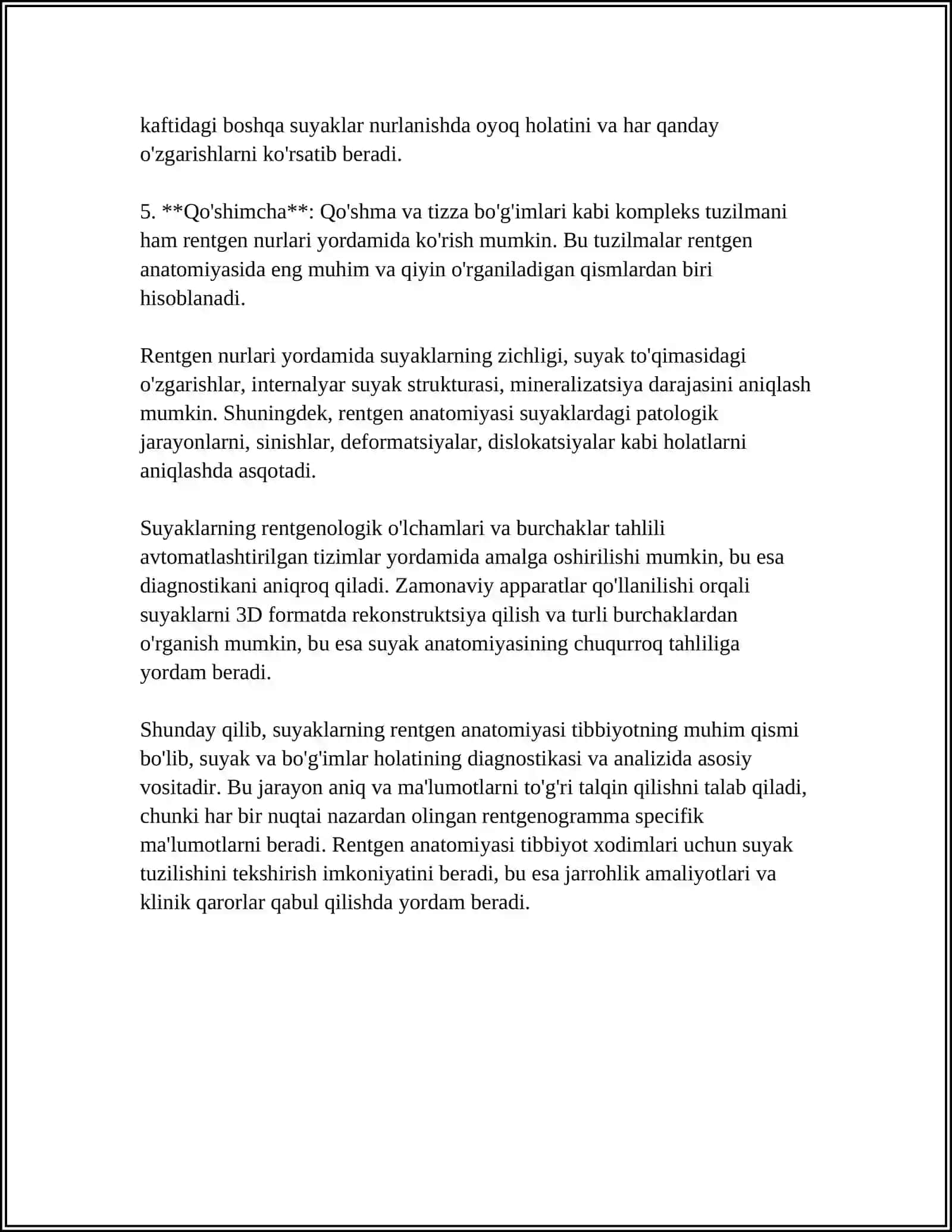 SKELET SUYAKLARINING RENTGENANATOMIYASI. SKELETNING RIVOJLANISH ANOMALIYALARI 4