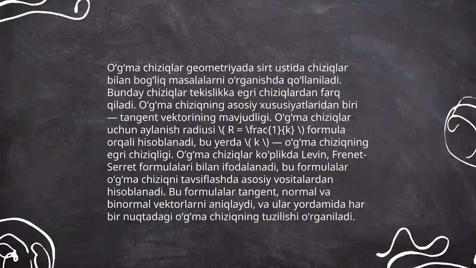 Tekislikning oʻgʻma chiziqlari asoslari 4