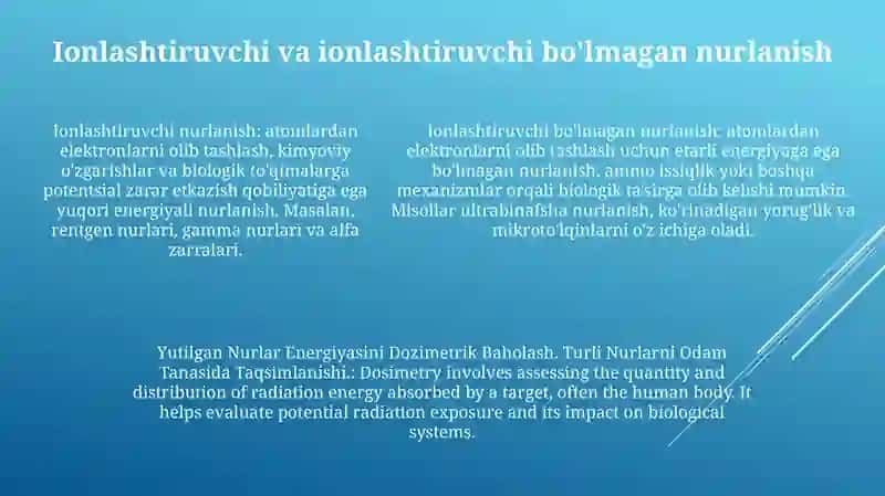 Yutilgan Nurlar Energiyasini Dozimetrik Baholash 4