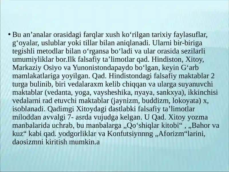 Sharq va G'arb falsafasini o'rganish 4