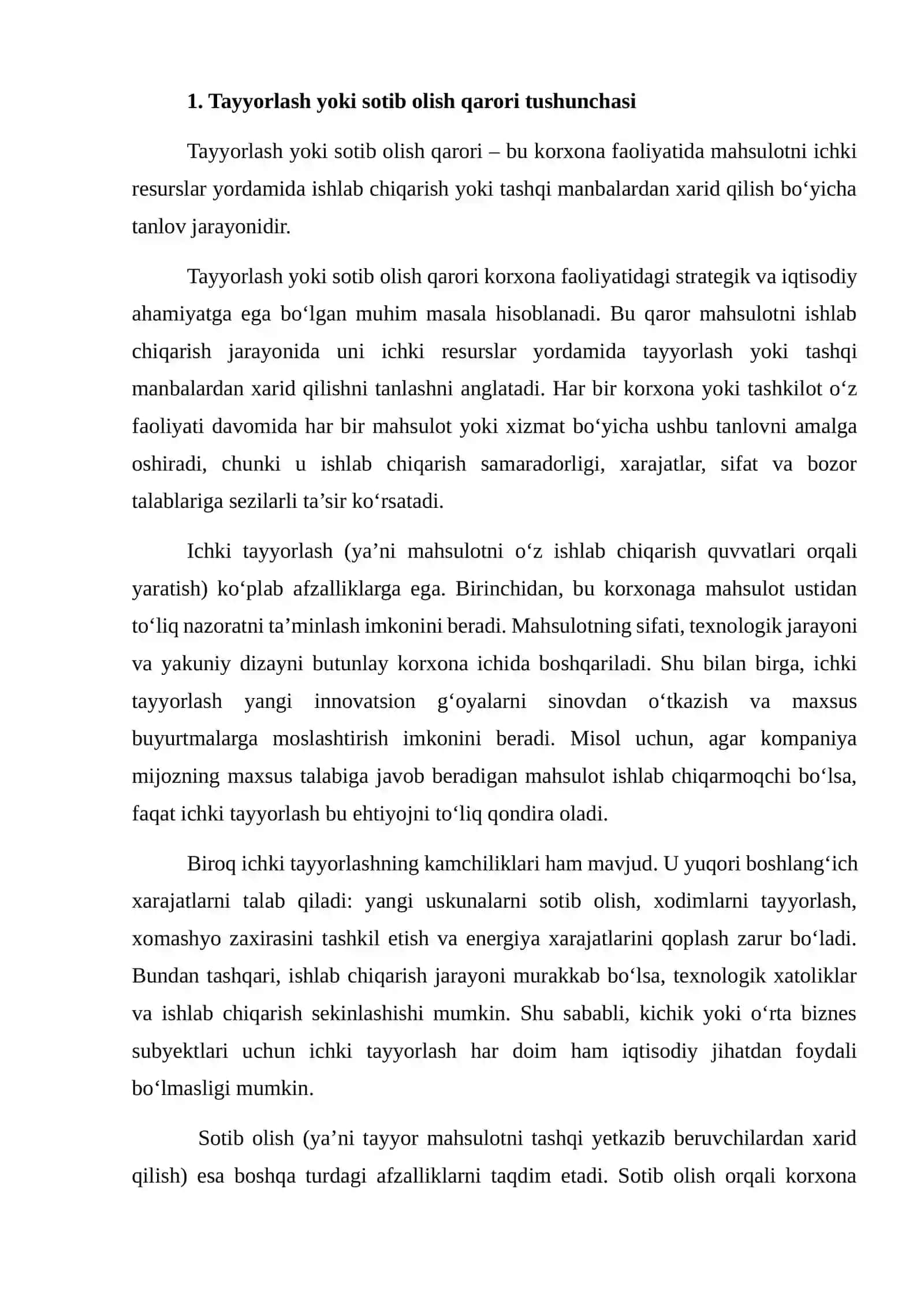 Tayyorlash yoki sotib olish qarorini tahlil qilish 4