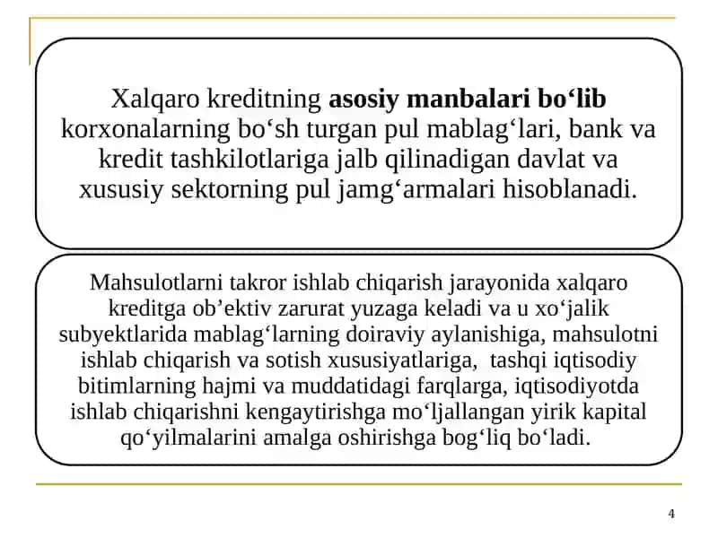 Xalqaro kredit va investitsiya munosabatlarining rivojlanishi 4