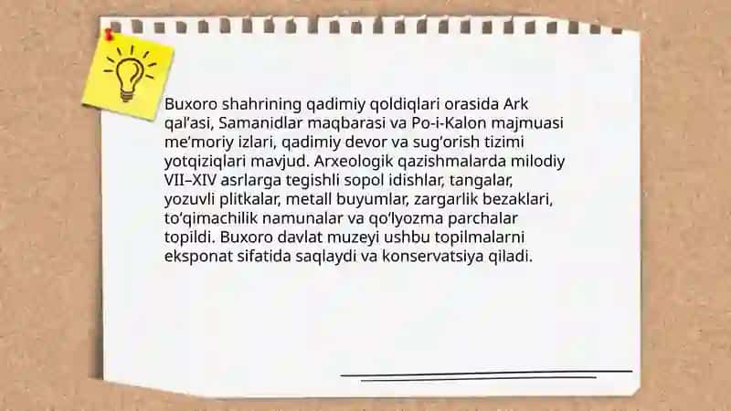 Oʻzbekiston hududidagi ilk shaharlar va muzey ekispanatlari 4