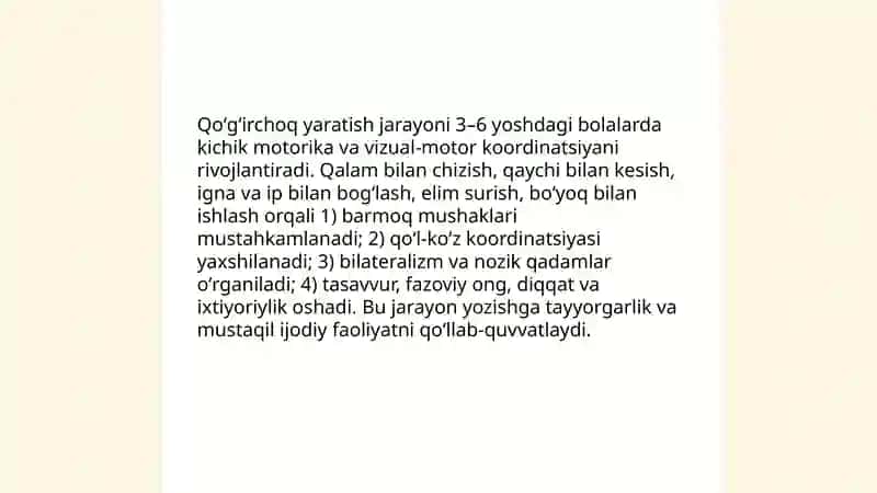 Maktabgacha yoshdagi bolalarni qoʻgʻirchoq teatrini personajlarini yasash orqali badiiy ijodiy qobilyatlarini shakllantirishning tarbiyaviy ahamiyati 4