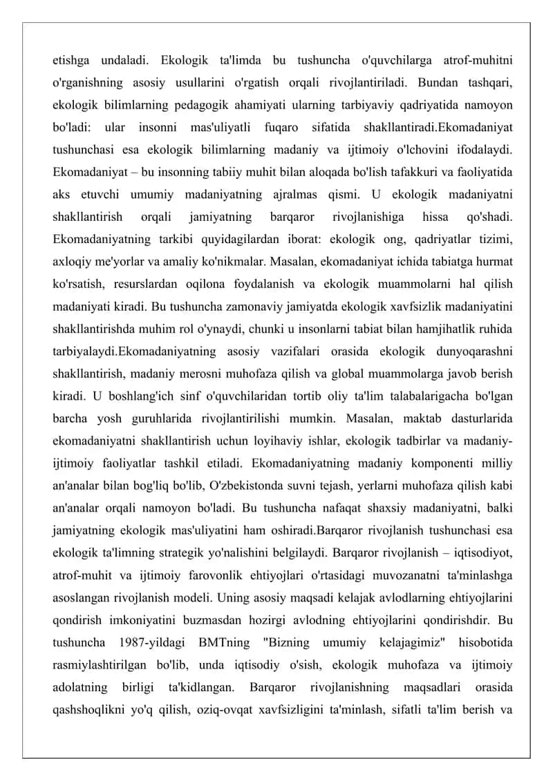 Ekologiyaga oid bilimlarning shakllanishi 4