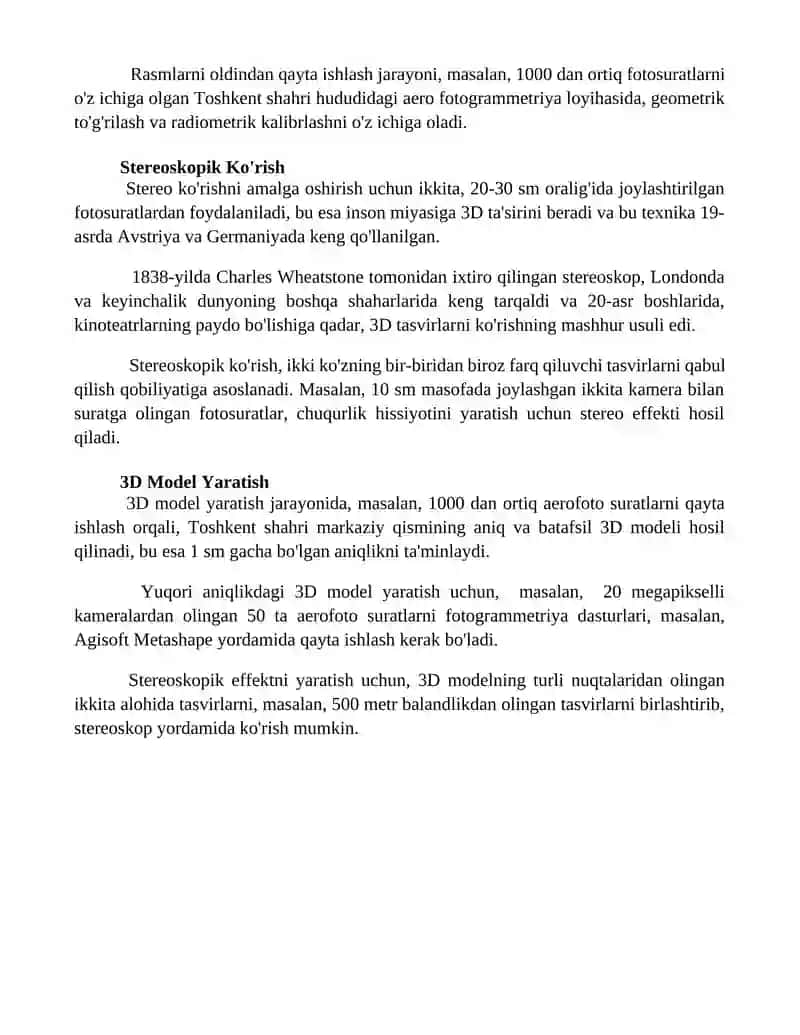 Aerofotosuratni grafik transformatsiyalash Stereoskop bilan stereoeffekt hosil qilish 4