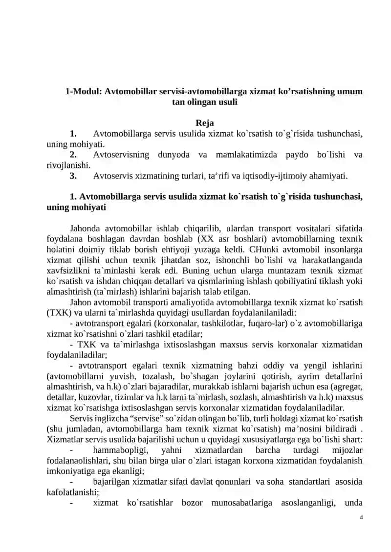 Avtomobillar teхnik ekspluatatsiyasi va servisi 4