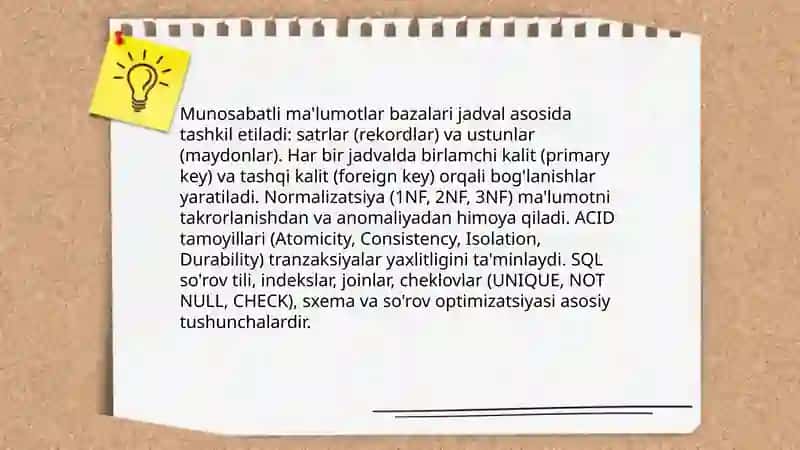 Ma’lumotlar bazalari va katta hajmli ma’lumotlar (Big Data) bilan ishlashning amaliy asoslari 4