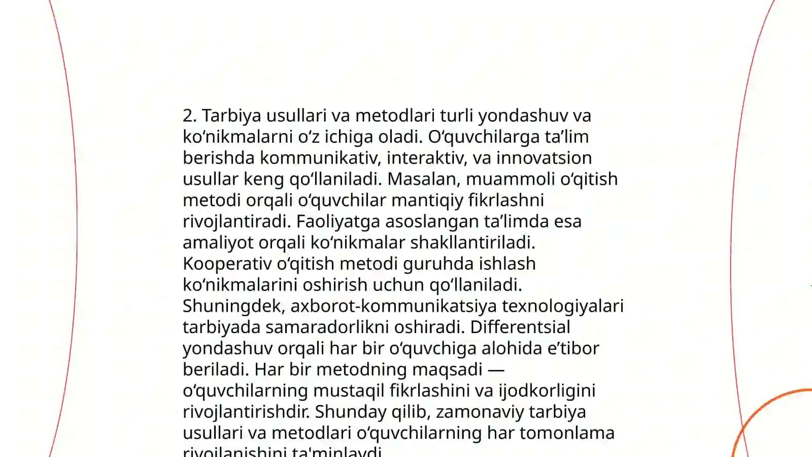 Tarbiya jarayonining o'ziga xos xususiyatlari 4