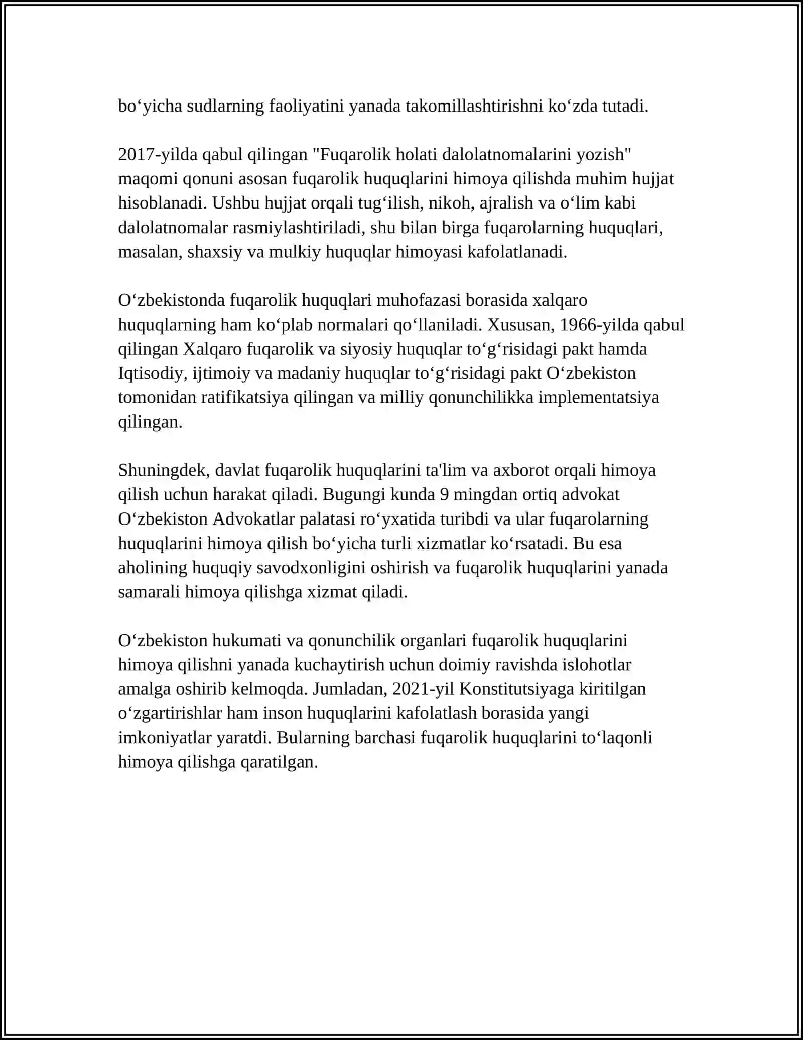 FUQOROLIK HUQUQIDA JAVOBGARLIK, MAJBURIYATLARNI BUZGANLIK UCHUN JAVOBGARLIK 4