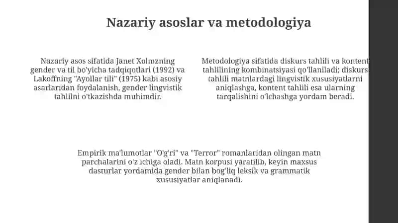 "O'g'ri" va "Dahshat" asari tilining sotsiolingvistik tahlili (gender) 4