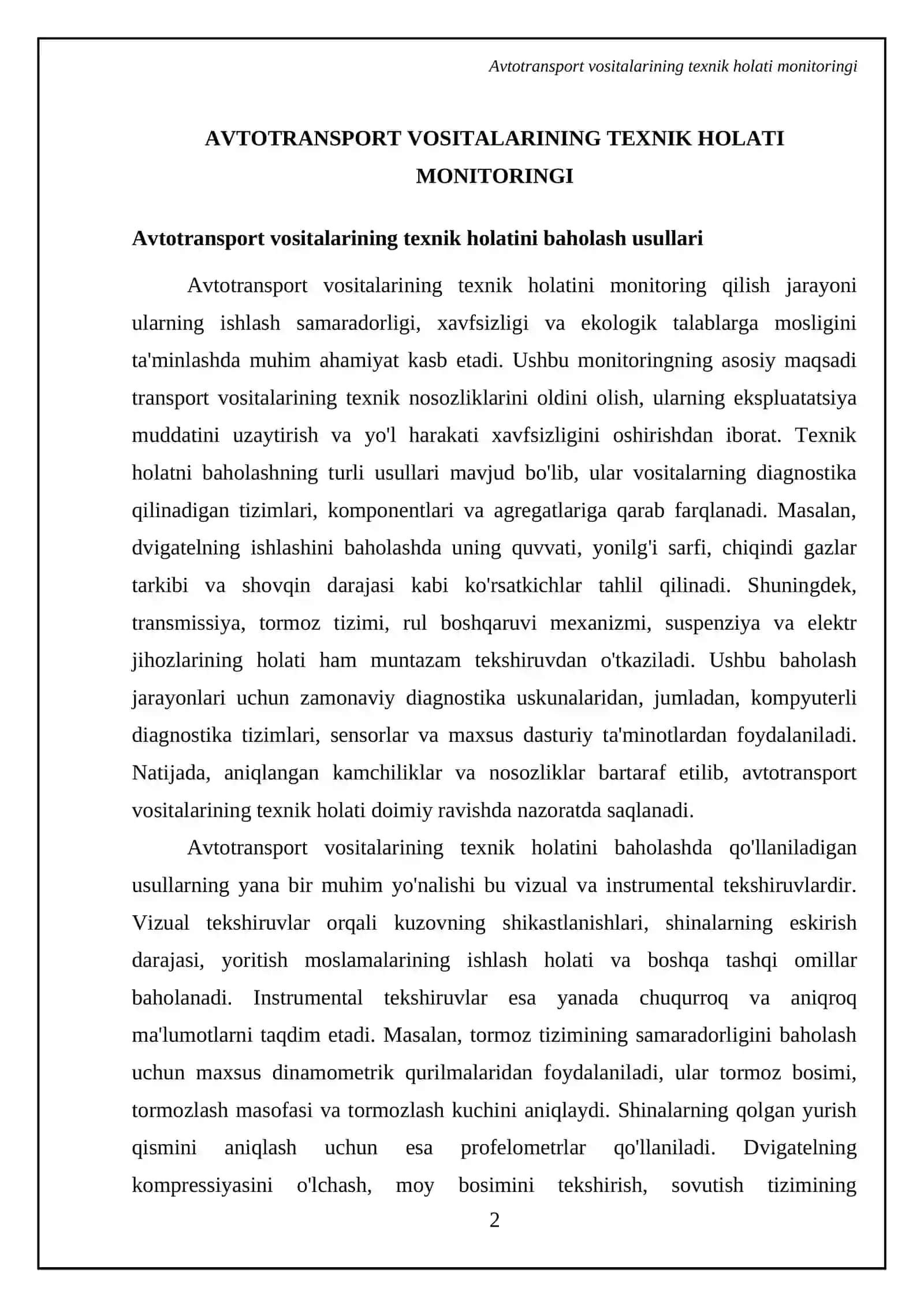 Avtotransport vositalarining holati va harakati hisobi 4