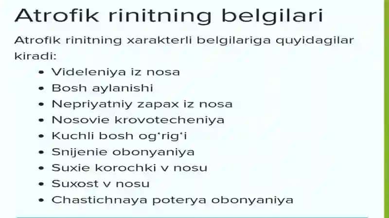 Atrofik rinit, uning klinikasi va tashxislash 4