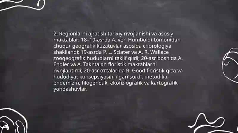 Floristik faunistik va biotik regionlarni ajiratish prinsplari va ularning tartibi 4