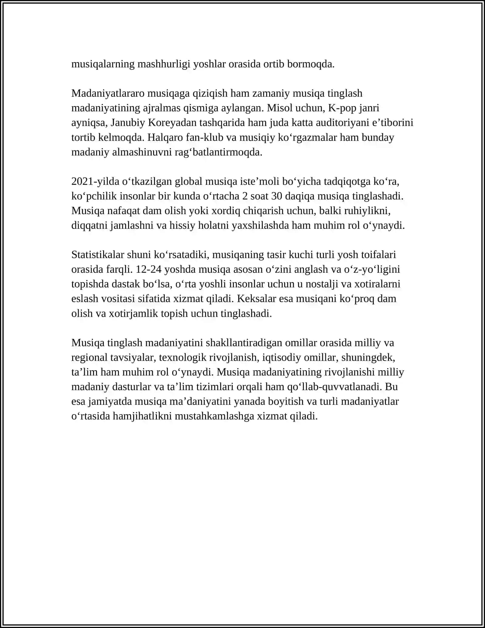 PEDAGOGIK TEXNOLOGIYA CHIZMASIGA AMAL QILGAN HOLDA MUSIQA MADANIYATI DARSLARINI 2-SINF 1-CHORAK MAVZUSI BOʻYICHA DARS ISHLANMASINI TUZISH 4