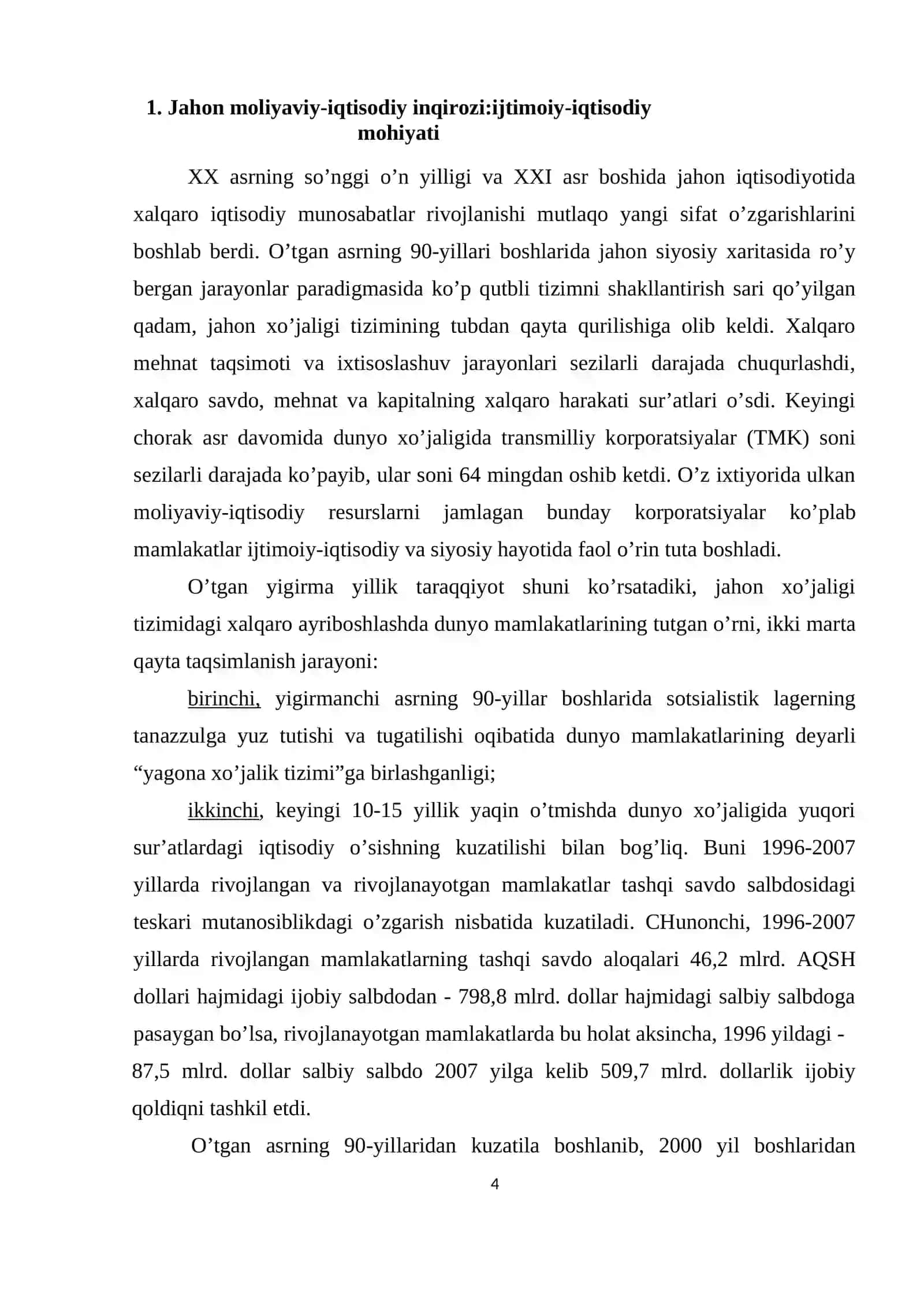 Jahon moliyaviy-iqtisodiy inqirozi va uning jahon xo’jaligiga ta’siri 4