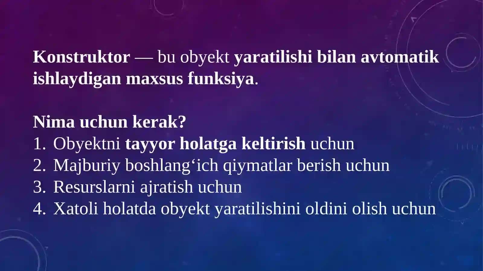 Konstruktorlar va Desktruktorlar ishlash tamoyili 4